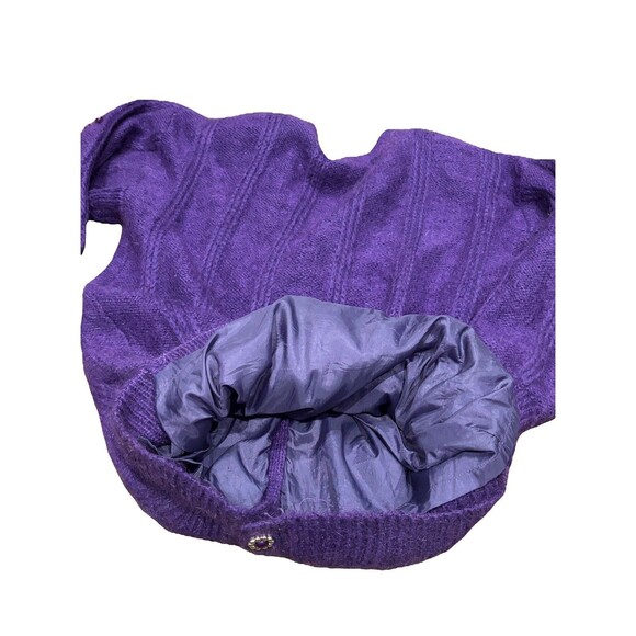 Vintage soft mohair blend Cardigan Sweater Lined Womens L purple beading floral - Picture 3 of 12